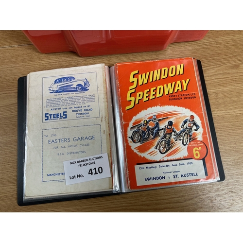 410 - Sports; Speedway: Swindon Robins programmes, 1949 onwards, in various folders, many 100s.