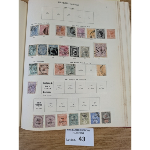 43 - Stamps: The New Ideal Album; QV onwards; good selection including GBQV HVs 2/6, 5/-, 10/-, India, Ho... 