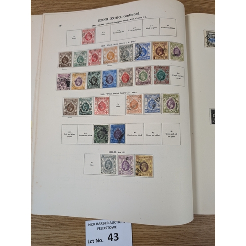 43 - Stamps: The New Ideal Album; QV onwards; good selection including GBQV HVs 2/6, 5/-, 10/-, India, Ho... 