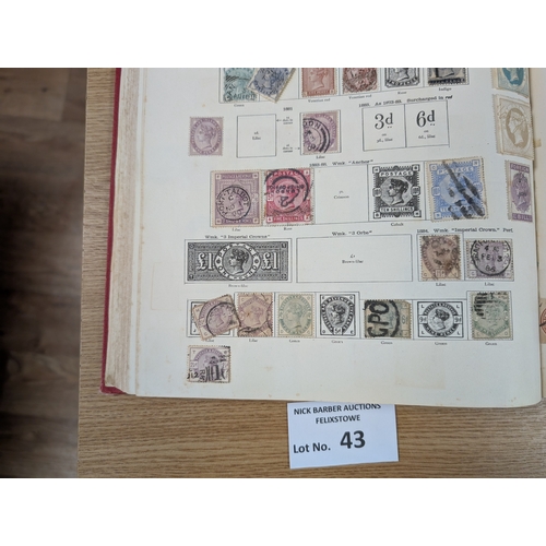 43 - Stamps: The New Ideal Album; QV onwards; good selection including GBQV HVs 2/6, 5/-, 10/-, India, Ho... 