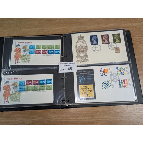 45 - Stamps: 4x albums GB First Day Covers; 1970s-90s; all printed, no address; majority special postmark... 