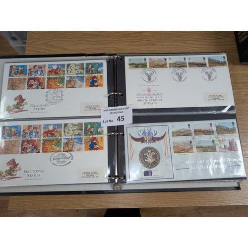 45 - Stamps: 4x albums GB First Day Covers; 1970s-90s; all printed, no address; majority special postmark... 