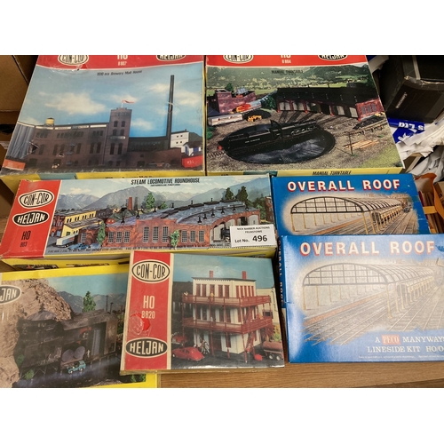 496 - Diecast: Model Kits related to HO Railway; fairly vintage, unused, mostly Heljan - Con-Cor; (7).