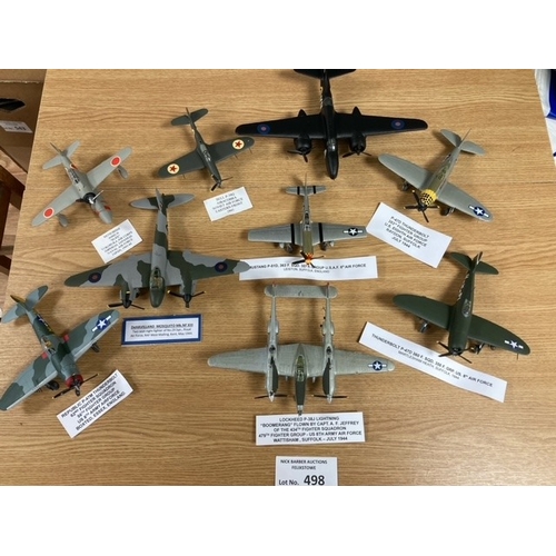 498 - Diecast: Assortment of plastic kits x9, made-up and well painted models, including many used in WW2 ... 