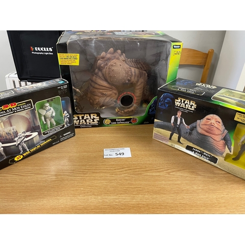 549 - Diecast; Vintage Toys: Trio of vintage Star Wars boxed sets, including: Kenner Jabba the Hutt and Ha... 