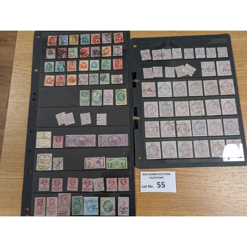 55 - Stamps: GB QV onwards government official stamps, plus 2x sheets of contract stamps; mostly QV; 3 sh... 