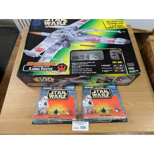 556 - Diecast; Vintage Toys: Assortment of boxed Star Wars items including The Power of the Force X-Wing F... 