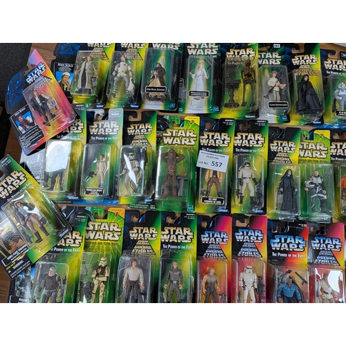 557 - Diecast; Vintage Toys: Star Wars collection of Kenner 1990s figures on card backs - all have been op... 