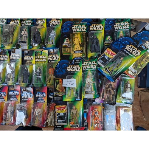 557 - Diecast; Vintage Toys: Star Wars collection of Kenner 1990s figures on card backs - all have been op... 