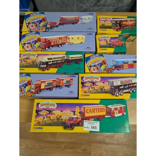 565 - Diecast: Corgi Classics collection including Chippersfield Circus and The Showman's range, all boxed... 