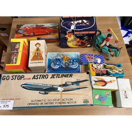 575 - Diecast: Assortment of tinplate toys 1970s-80s, from various countries - USA, Russia etc.; including... 