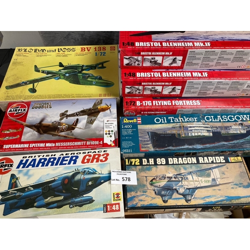 578 - Diecast: Assortment of mostly Airfix, larger scale 1.48/1.72, mostly planes; including Airfix, Revel... 