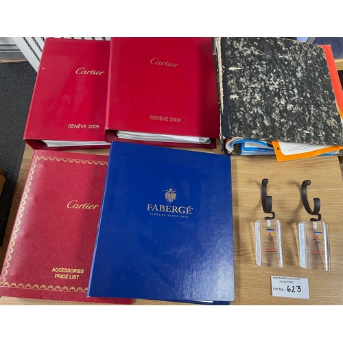 623 - Collectables: Assortment of Cartier and Faberge catalogues/price lists, plus one other (watch relate... 