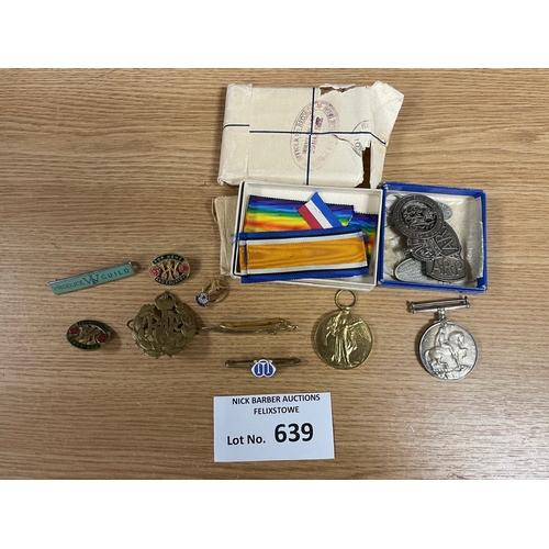 639 - Collectables; Militaria: WW1 medals x2; 57068 Pte. B. Stammers P.G.C.; in original pack/box with rib... 