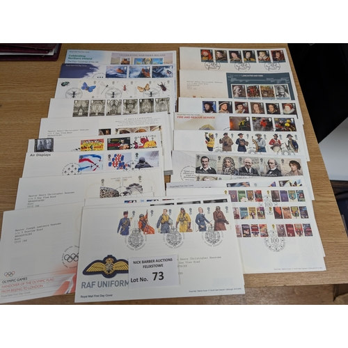 73 - Stamps: Assortment of First Day Covers, including 3x albums and some loose.