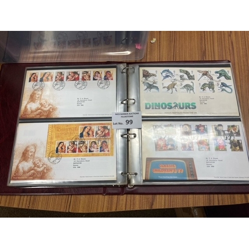 99 - Stamps: Large box of FDCs and GB used, including modern issues, in several albums including Royal Ma... 