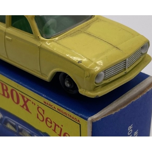 504 - Diecast: Matchbox Regular Wheels 38 Vauxhall Victor Estate Car, primrose yellow body, green interior... 