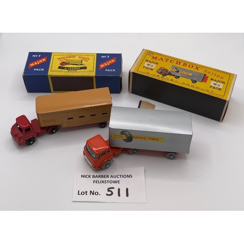 511 - Diecast: Matchbox pair of Major Packs, including M-7 Cattle Truck and M-2 Articulated Tyre Truck; Ex... 