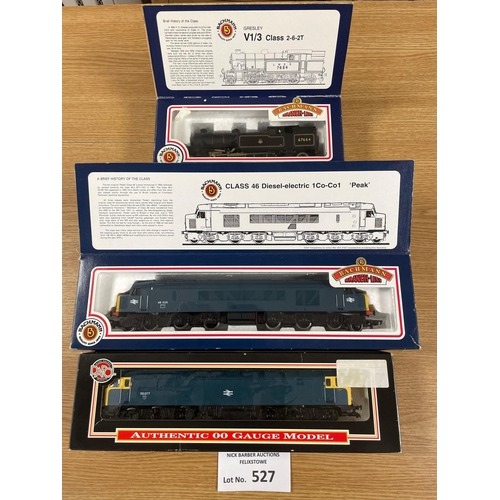 527 - Diecast; Trains: Trio of boxed OO gauge trains/locos, including: Dapol 56077, Bachmann Class 46 Peak... 