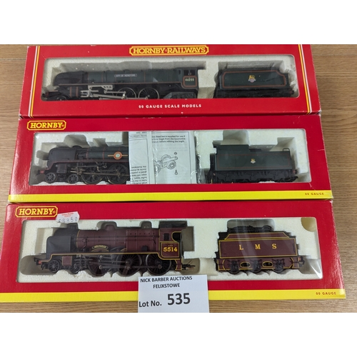 535 - Diecast; Trains: Trio of Hornby OO gauge trains/locos, including R2182B 'Holyhead', R.2015 'City of ... 