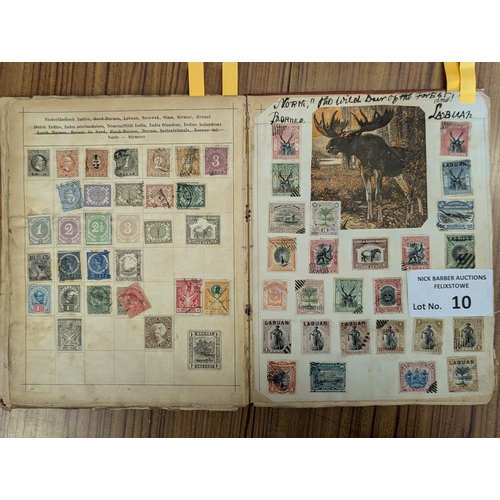 10 - Stamps: Old time collection of 11 albums within suitcase; some pre 1900; (11).