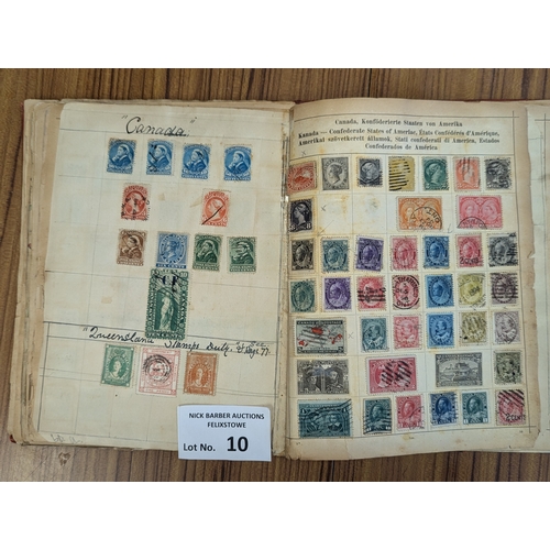 10 - Stamps: Old time collection of 11 albums within suitcase; some pre 1900; (11).