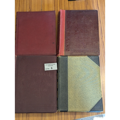 6 - Stamps: Four large old Imperial stamp albums (1x empty); (4).