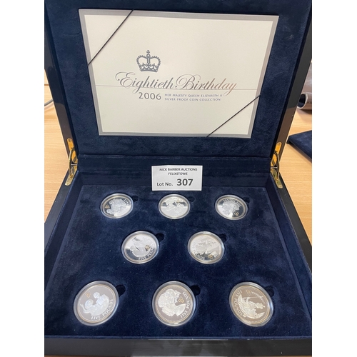 307 - Coins: Royal Mint 2006 Eightieth Birthday Queen Elizabeth II Silver Proof Collection of 17 £/$5 coin... 