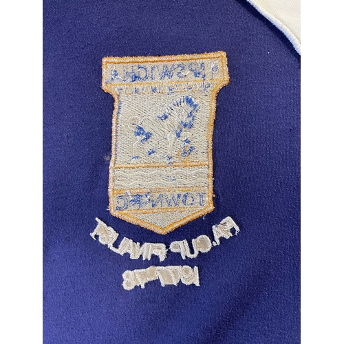 403 - Sports; Football: Ipswich Town shirt worn by Brian Talbot No. 4 FA Cup Final Wembley 1978; framed; w... 