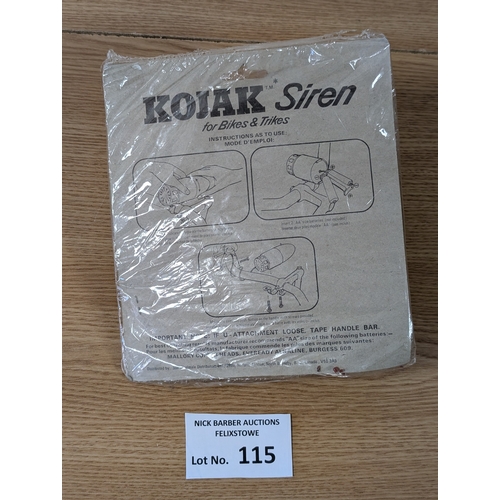 115 - Vintage Toys: Kojak Siren for Bikes and Trikes, 1977, sealed.