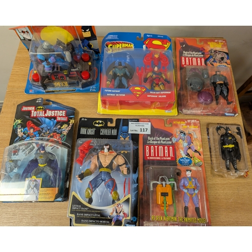 117 - Vintage Toys: Batman carded figures including Pocket Punchers, Man of Steel, Total Justice, and othe... 