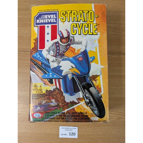 120 - Vintage Toys: Original Ideal Evel Knievel Strato-Cycle within box; does not come with instruction le... 