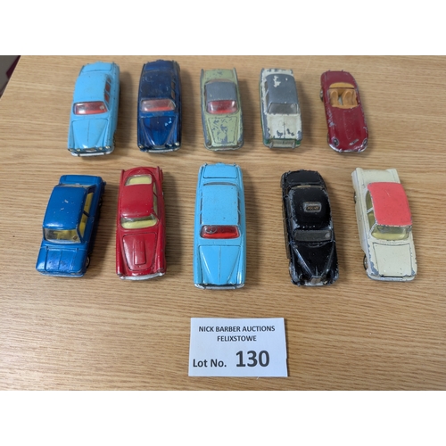 130 - Diecast: Collection of mostly play worn Corgi diecast cars; generally in good condition; including J... 