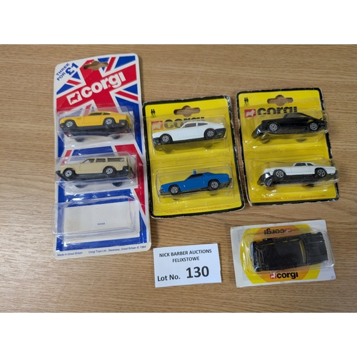 130 - Diecast: Collection of mostly play worn Corgi diecast cars; generally in good condition; including J... 