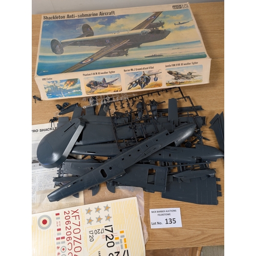 135 - Diecast: Frog aircraft kits pair, including MK 6 Spitfire and Shackleton Anti-Submarine Aircraft; bo... 