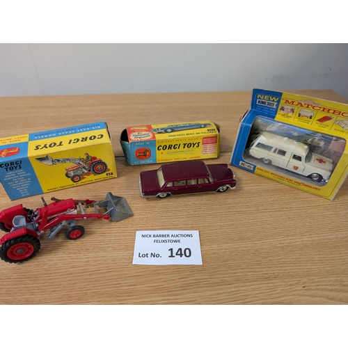 140 - Diecast: Collection of boxed and unboxed Corgi, Dinky and Matchbox vintage diecast; boxes damaged; m... 