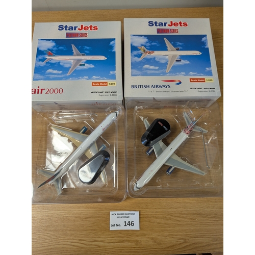 146 - Diecast: Collection of commercial aircraft/plane scale models/kits, boxed; including 2x StarJets Boe... 