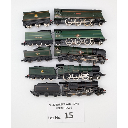 15 - Trains: Graham Farish assortment of unboxed N Gauge locos with tenders, including 372-227 Midland Cr... 