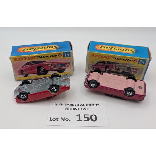 150 - Diecast: Matchbox Superfast pair, including 24 Rolls Royce Silver Shadow, metallic red with rare pin... 