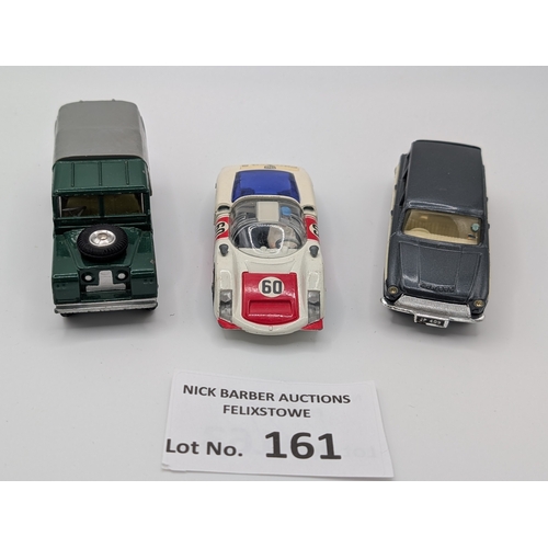 161 - Diecast: Corgi boxed models including 330 Porsche, 451 Ford Cortina Consul, and 438 Land Rover; boxe... 