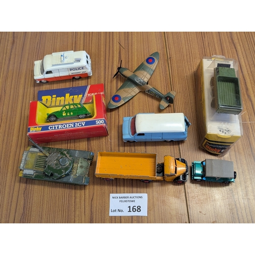 168 - Diecast: Dinky assortment, mostly boxed, including Police Accident Unit, Ford Transit van, Spitfire ... 