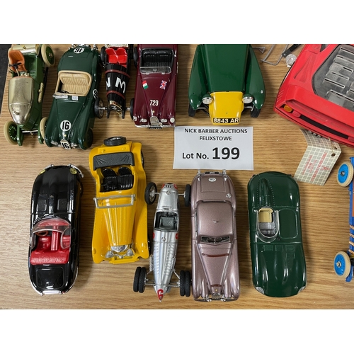 199 - Diecast: Box of larger scale unboxed models; generally in Fine condition, including Brumm, Solido, M... 