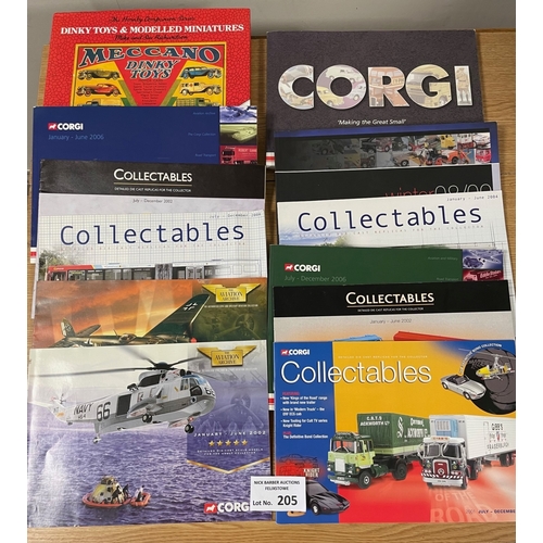 205 - Diecast: Box of diecast related magazines/catalogues/books, including Matchbox, Corgi, Hornby, etc.