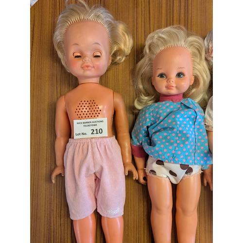 210 - Vintage Dolls: Group of vintage dolls, including Chatty Cathy, Palitoy Katie Kopycat, Sweet April (i... 