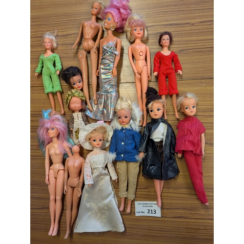 213 - Vintage dolls: Group of vintage dolls including dressed Sindy dolls, Holly Hobbie, Charlie's Angels,... 