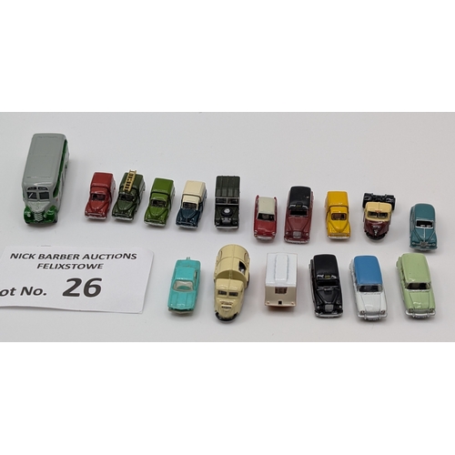 26 - Diecast: Assortment of Oxford Diecast and Graham Farish N Gauge cars/buses/other vehicles, some boxe... 