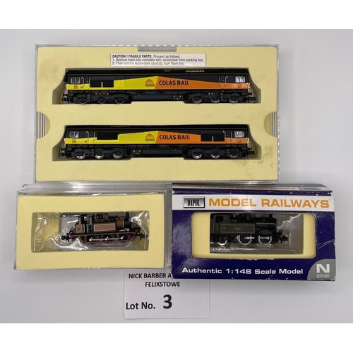 3 - Trains: Dapol locos including ND-126 Class 66 Colas Twin Pack Motorised & Dummy, boxed; ND003 14xx, ... 