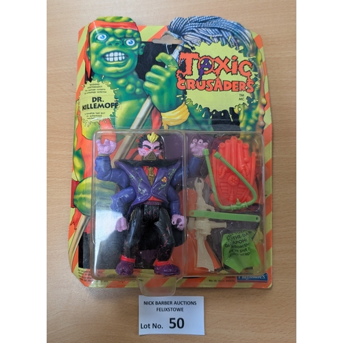 50 - Vintage Toys: Playmates Toxic Crusaders carded Dr Killemoff figure plus 2x boxed vehicles, including... 