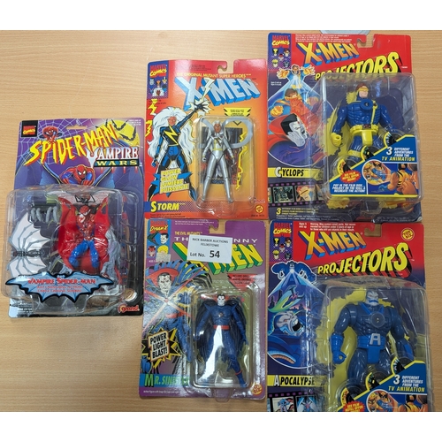 54 - Vintage Toys: Marvel X-Men and Spiderman carded figures by Toy Biz, including Spiderman Vampire Wars... 