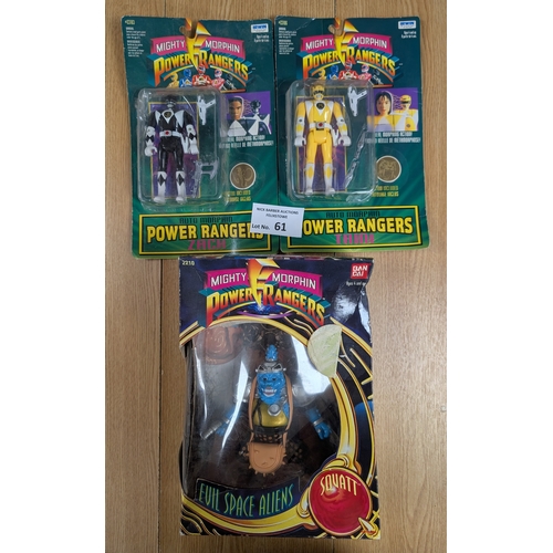 61 - Vintage Toys: Power Rangers trio of boxed vintage figures, including 1994 Auto Morphin Power Rangers... 